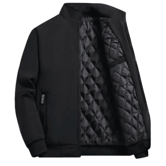 Classic Men’s Quilted Lined Pockets Zip up Jacket - Picture 1 of 6